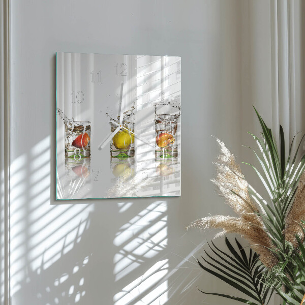 Vierkante glazen klok Fruitglazen