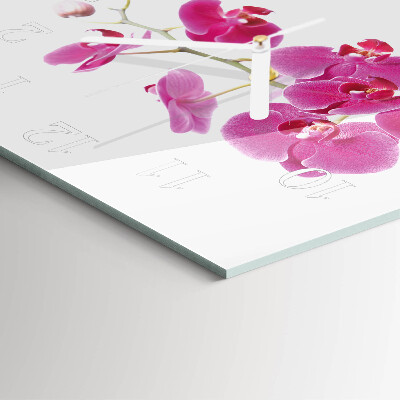 Vierkante glazen klok Orchidee