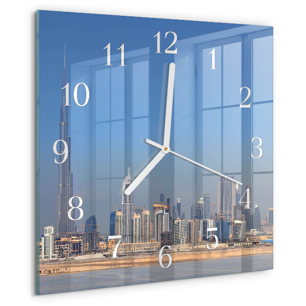 Vierkante glazen klok Dubai Horizon