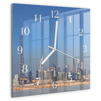 Vierkante glazen klok Dubai Horizon