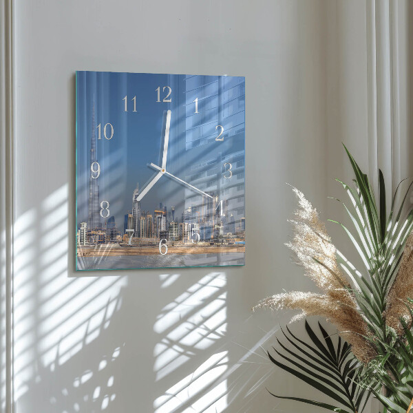 Vierkante glazen klok Dubai Horizon