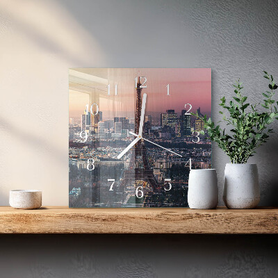 Vierkante glazen klok Eiffeltoren Parijs
