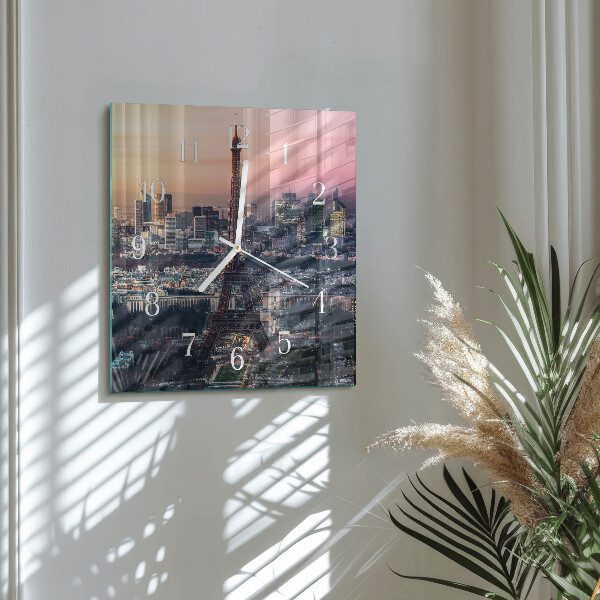 Vierkante glazen klok Eiffeltoren Parijs