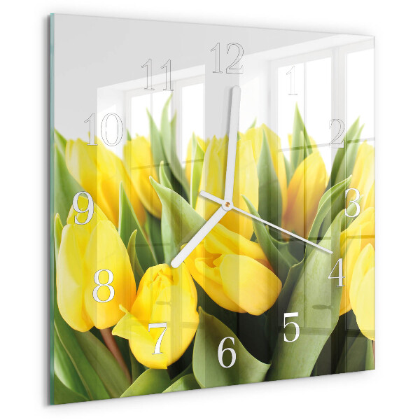 Vierkante glazen klok Tulpenbloemen