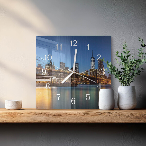 Vierkante glazen klok Horizontale brug
