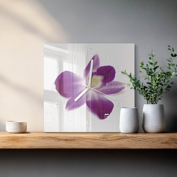 Vierkante glazen klok Orchideebloem