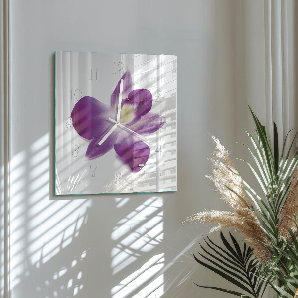 Vierkante glazen klok Orchideebloem