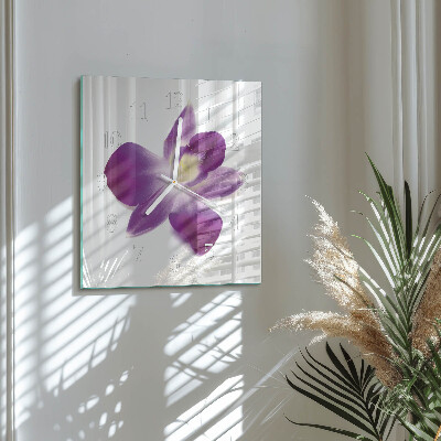 Vierkante glazen klok Orchideebloem