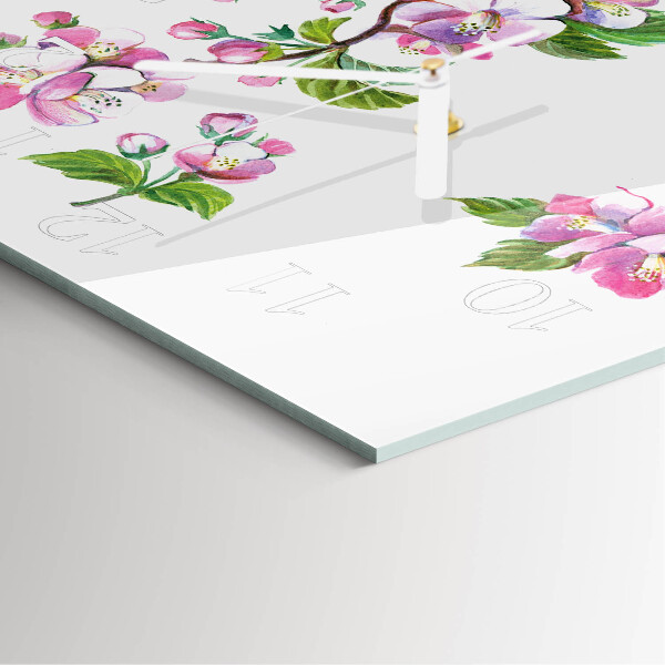 Vierkante glazen klok Bloemen