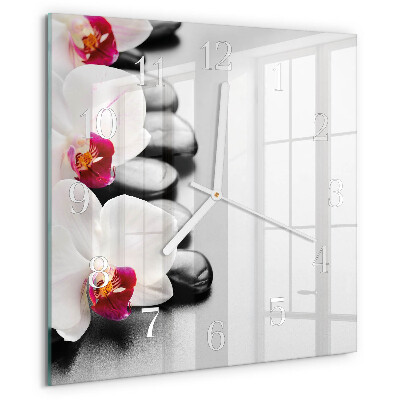 Vierkante glazen klok Orchideeënstenen