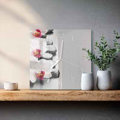 Vierkante glazen klok Orchideeënstenen
