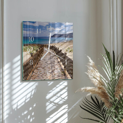 Vierkante glazen klok Strand Zee