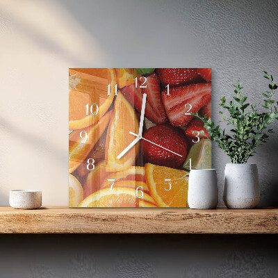 Vierkante glazen klok Fruit