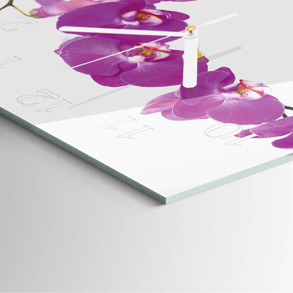 Vierkante glazen klok Orchidee