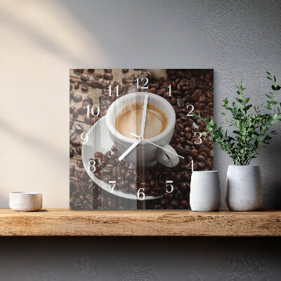 Vierkante glazen klok Kopje koffie