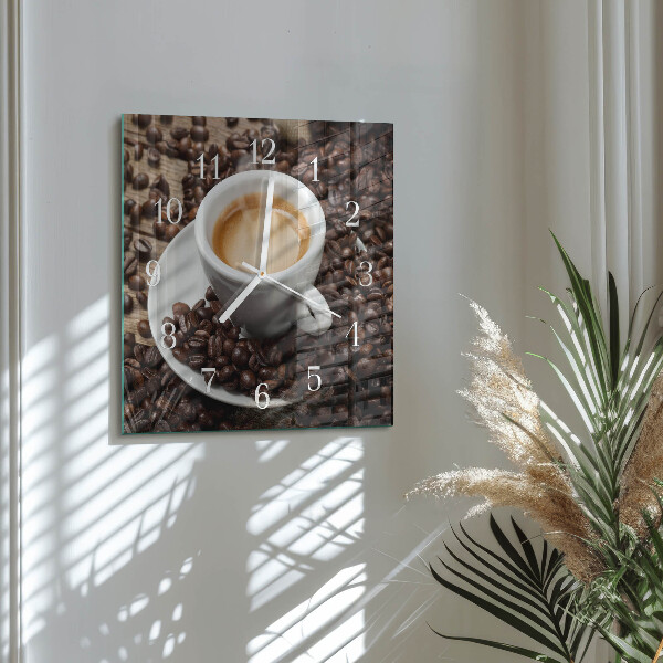 Vierkante glazen klok Kopje koffie