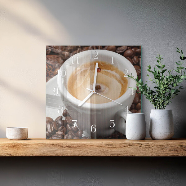 Vierkante glazen klok Kopje koffie