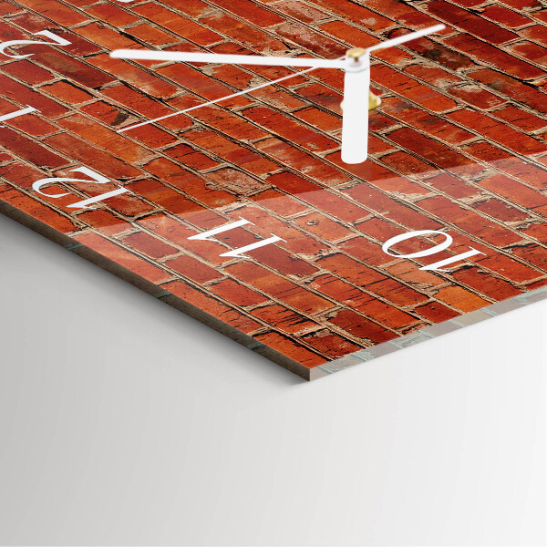 Vierkante glazen klok Bakstenen muur