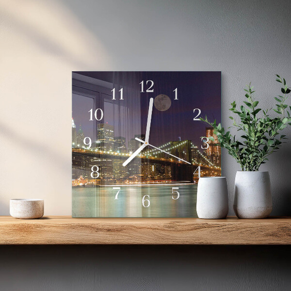 Vierkante glazen klok Horizontale brug