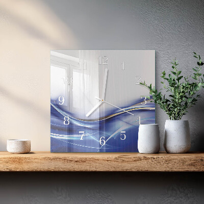 Vierkante glazen klok Abstracte lijnen