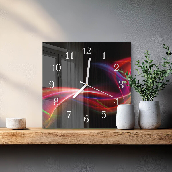 Vierkante glazen klok Abstracte lijnen