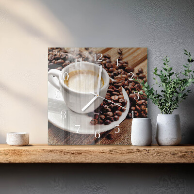 Vierkante glazen klok Kopje koffie