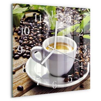Vierkante glazen klok Kopje koffie