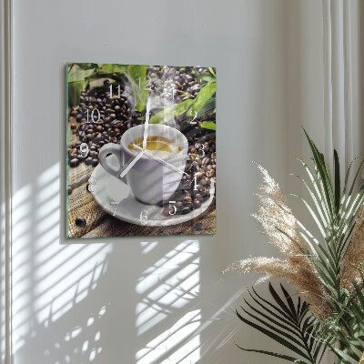 Vierkante glazen klok Kopje koffie