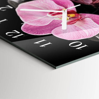 Vierkante glazen klok Orchidee