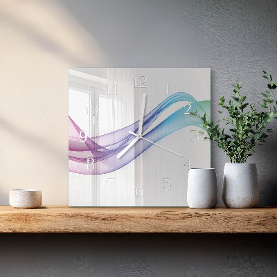 Vierkante glazen klok Abstracte lijnen