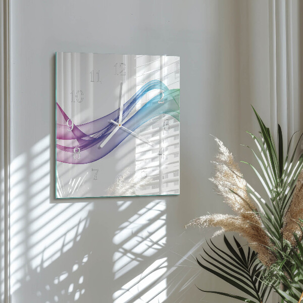 Vierkante glazen klok Abstracte lijnen