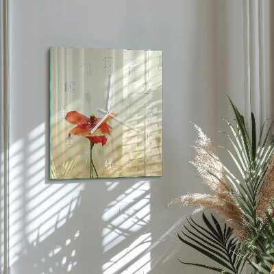 Vierkante glazen klok Papaver