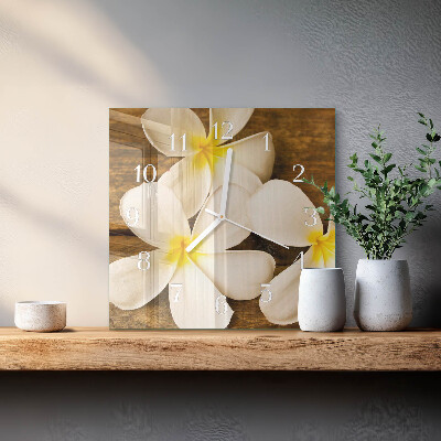 Vierkante glazen klok Bloemen