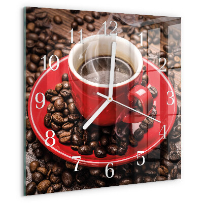 Vierkante glazen klok Kopje koffie
