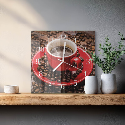 Vierkante glazen klok Kopje koffie