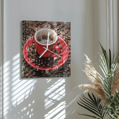 Vierkante glazen klok Kopje koffie