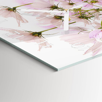 Vierkante glazen klok Cosmosbloemen