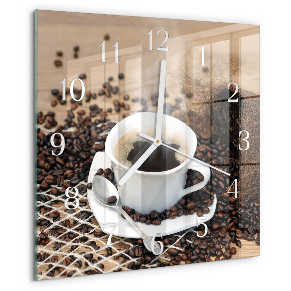 Vierkante glazen klok Kopje koffie