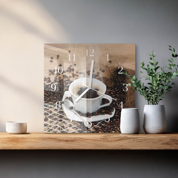 Vierkante glazen klok Kopje koffie
