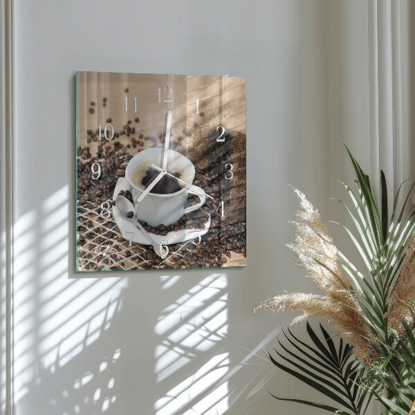 Vierkante glazen klok Kopje koffie