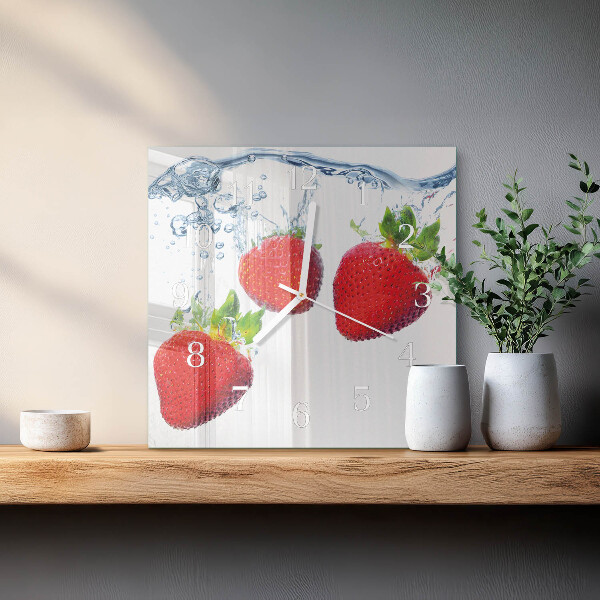 Vierkante glazen klok Aardbeien