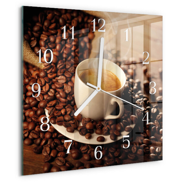 Vierkante glazen klok Kopje koffie