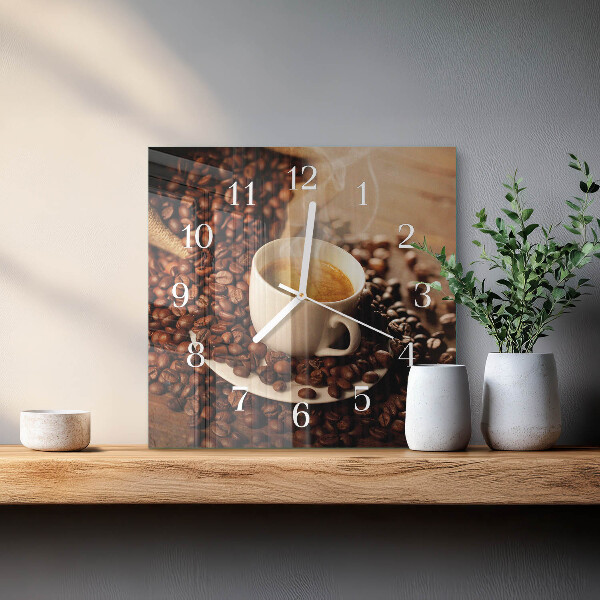 Vierkante glazen klok Kopje koffie