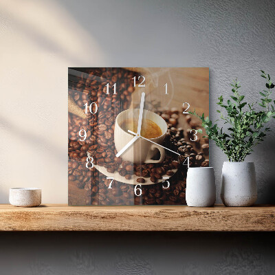 Vierkante glazen klok Kopje koffie