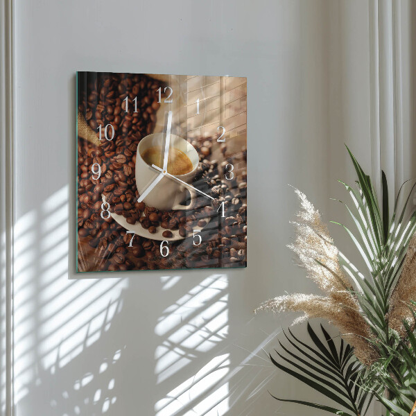 Vierkante glazen klok Kopje koffie