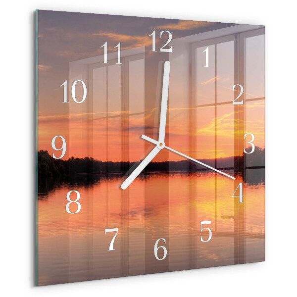Vierkante glazen klok Zonsondergang