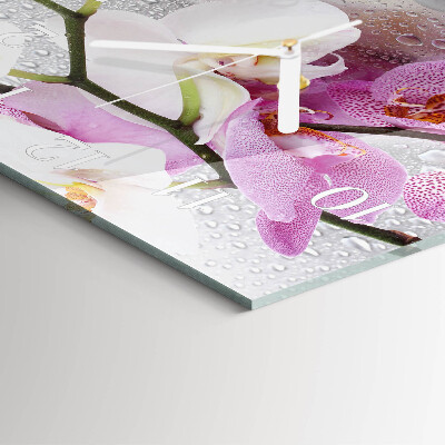 Vierkante glazen klok Orchidee