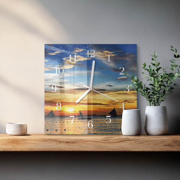 Vierkante glazen klok Zonsondergang
