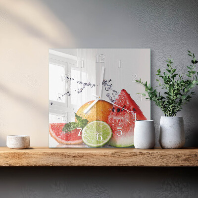 Vierkante glazen klok Fruit