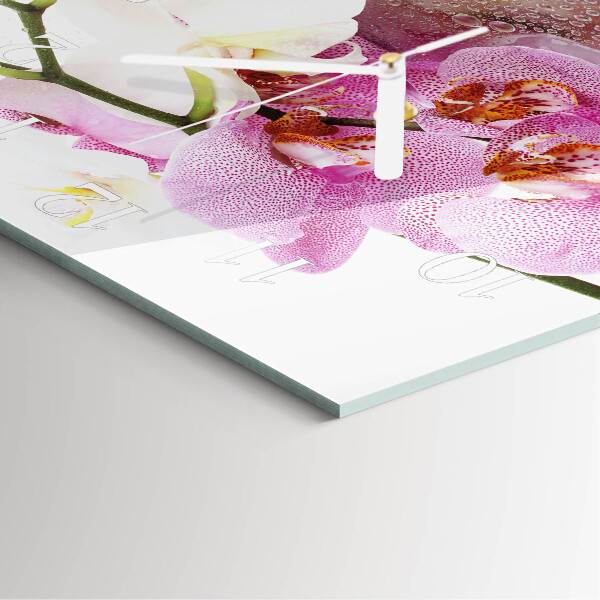 Vierkante glazen klok Orchidee